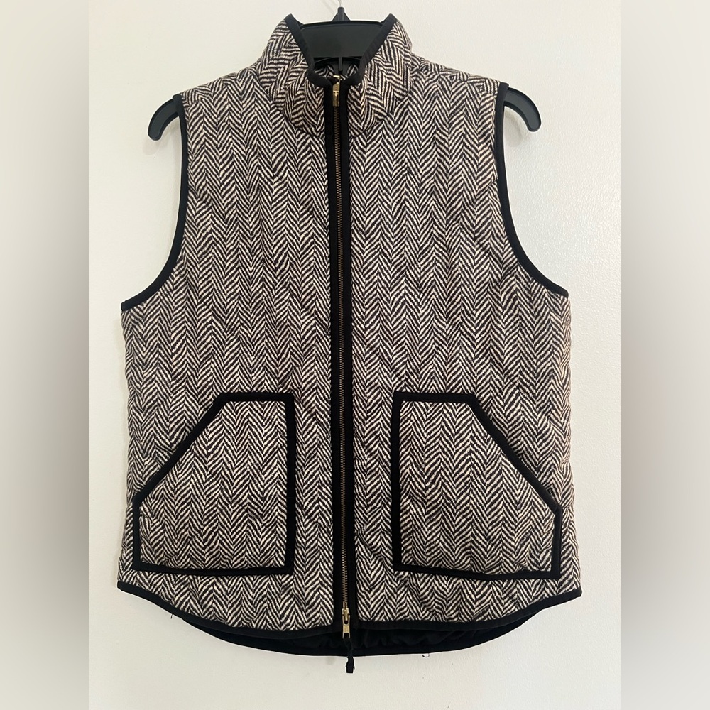 J. Crew Herringbone Vest with Dark Accents